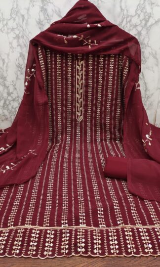 THE LIBAS COLLECTION MAROON UNSTITCHED DRESS MATERIALTHE LIBAS COLLECTION MAROON UNSTITCHED DRESS MATERIAL