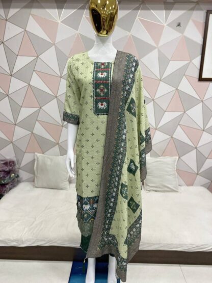 THE LIBAS COLLECTION GREEN JAIPURI PRINT MUSLIN KURTI WITH PRICE