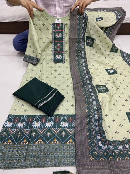 THE LIBAS COLLECTION GREEN JAIPURI PRINT MUSLIN KURTI WITH PRICE