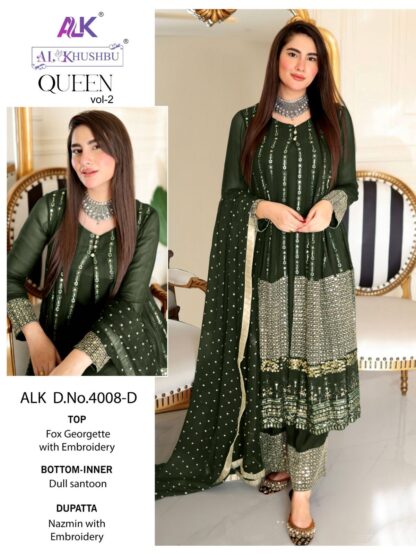 AL KHUSHBU ALK 4008 D QUEEN VOL 2 PAKISTANI SUITS ONLINE WHOLESALER