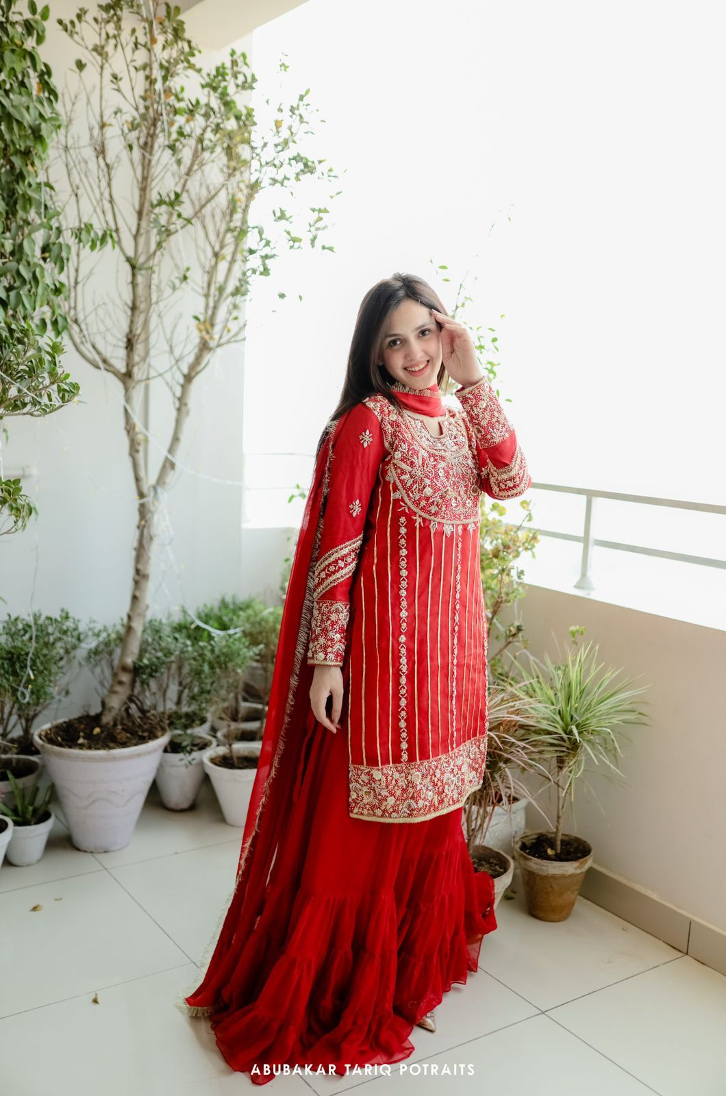 Buy Cherry Red Sharara Suit With Sequins Embellished Anarkali Kurta Having  Front Slit KALKI Fashion India