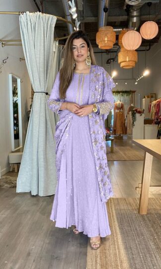 THE LIBAS COLLECTION PURPLE  DESIGNER PARTY WEAR GOWNTHE LIBAS COLLECTION PURPLE DESIGNER PARTY WEAR GOWN