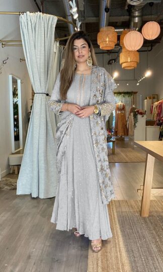 THE LIBAS COLLECTION GREY LATEST DESIGNER GOWNTHE LIBAS COLLECTION GREY LATEST DESIGNER GOWN