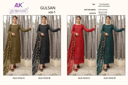 AL KHUSHBU ALK 4042 A GULSAN-VOL 1 DESIGNER PAKISTANI SUITS WITH PRICE