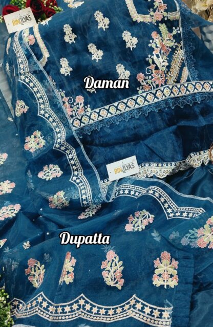 BINILYAS BL 1797 SEMI STITCHED BLUE PAKISTANI SUITS AT BEST PRICE