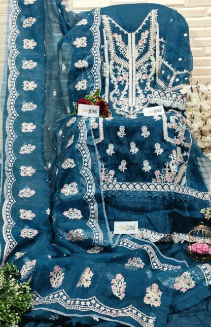 BINILYAS BL 1797 SEMI STITCHED BLUE PAKISTANI SUITS AT BEST PRICE