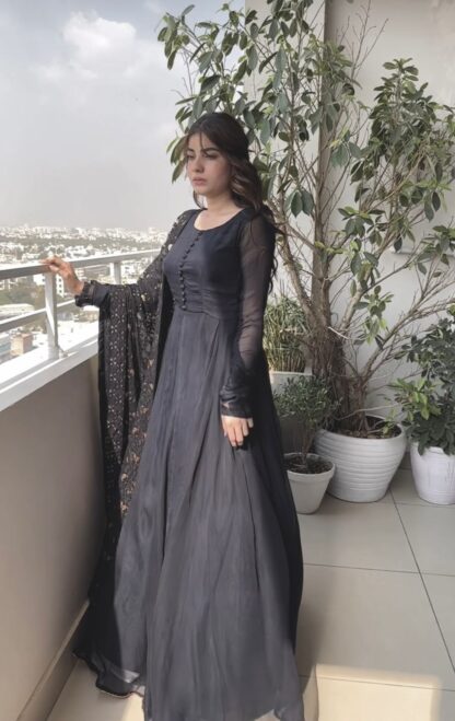 THE LIBAS COLLECTION AD 105 BLACK GREY INDIA GOWN WITH PRICE