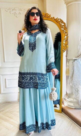 THE LIBAS COLLECTION NSR 721 SKY BLUE DESIGNER PLAZZO ONLINETHE LIBAS COLLECTION NSR 721 SKY BLUE DESIGNER PLAZZO ONLINE