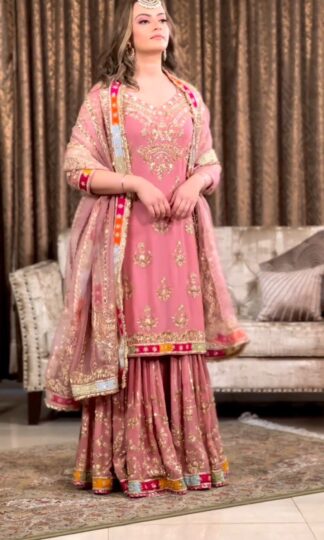 THE LIBAS COLLECTION NSR 722 PINK EID COLLECTION LATEST PLAZZO SETTHE LIBAS COLLECTION NSR 722 PINK EID COLLECTION LATEST PLAZZO SET