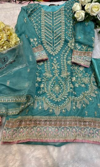 ZIAAZ DESIGNER 5001 PEACOCK BLUE PAKISTANI SUITS FOR WOMENZIAAZ DESIGNER 5001 PEACOCK BLUE PAKISTANI SUITS FOR WOMEN