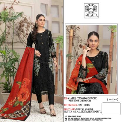 MUSHQ M 220 A BLACK PAKISTANI SUITS AT WHOLESALE PRICE