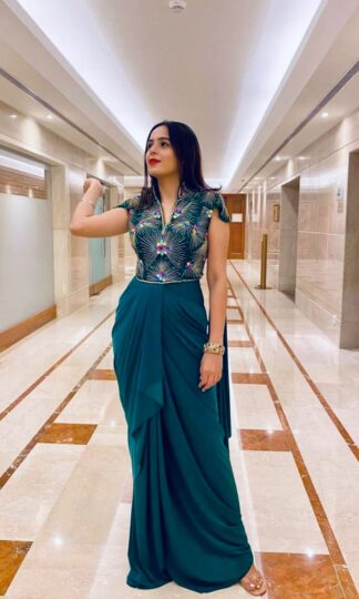 THE LIBAS COLLECTION PC 221 GREEN DRAPE SAREE ONLINETHE LIBAS COLLECTION PC 221 GREEN DRAPE SAREE ONLINE