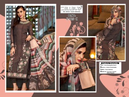 ZELLBURY Z 120 C METALLIC BROWNY PAKISTANI SUITS ONLINE