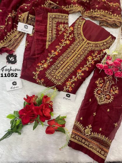 VS FASHION VS 11052 MAROON PAKISTANI SUITS MANUFACTURER