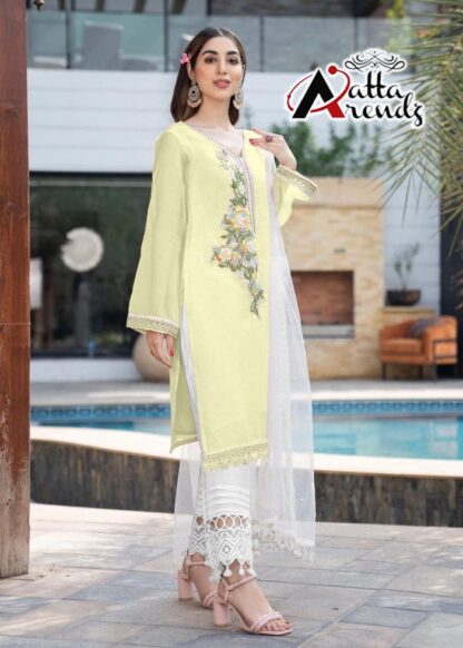 ATTA TRENDZ 2724 LIGHT PISTA PAKISTANI KURTI IN SINGLE PIECE