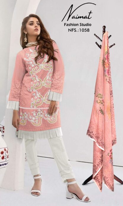 NAIMAT FASHION STUDIO NFS 1058 CORAL PEACH PAKISTANI KURTI ONLINE