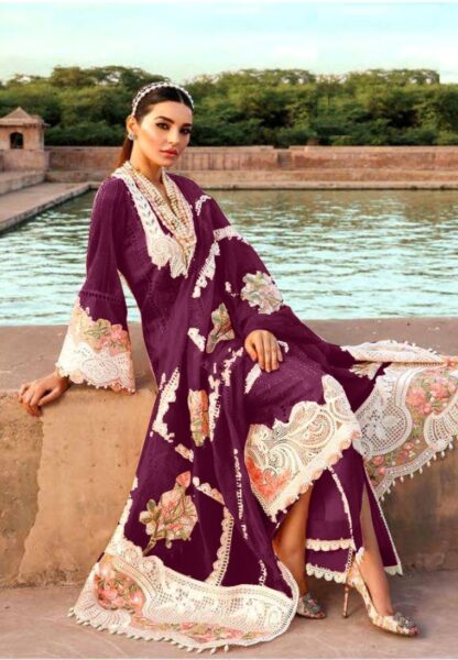 QALAMKAAR LAWN 01 F PURPLE PAKISTANI SUITS FOR WOMEN