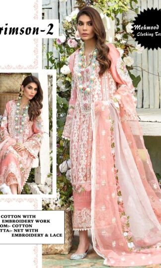 MEHMOOD TEX CRIMSON 22 LAWN PEACH PAKISTANI SUITS WHOLESALERMEHMOOD TEX CRIMSON 22 LAWN PEACH PAKISTANI SUITS WHOLESALER