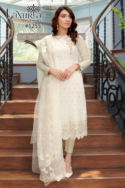 LAXURIA TRENDZ 1255 WHITE DESIGNER READYMADE PAKISTANI KURTI