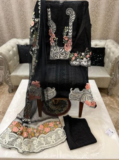 SANIYA TRENDZ PBLACK CRIMSON LOWN COLLECTION PAKISTANI SUITS SUPPLIER