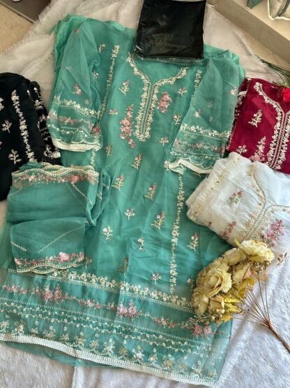 ZIAAZ DESIGNS 317 PEACOCK BLUE SEMI STITCHED PAKISTANI SUITS DESIGN 2023