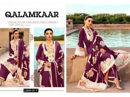 QALAMKAAR LAWN 01 F PURPLE PAKISTANI SUITS FOR WOMEN