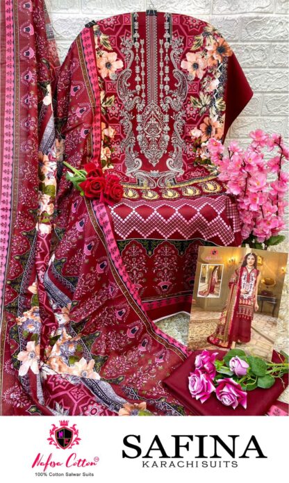 NAFISHA COTTON 1005 SAFINA KARACHI WHOLESALER OF PAKISTANI SUITS