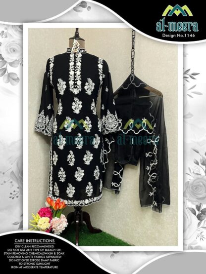 AL MEERA 1146 BLACK READYMADE PAKISTANI KURTI ONLINE