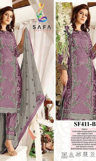 SAFA CREATION SF PK 411 SEMI STITCHED PAKISTANI SUITS IN SINGLE PIECESAFA CREATION SF PK 411 SEMI STITCHED PAKISTANI SUITS IN SINGLE PIECE