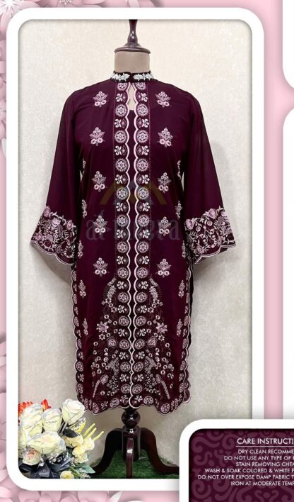 AL MEERA 1155 WINE PAKISTANI KURTI ONLINE SHOPPING