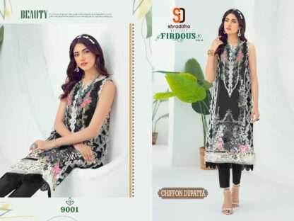 SHRADDHA DESIGNER 9001 FIRDOUS VOL 09 BLACK PAKISTANI SUITS AT BES