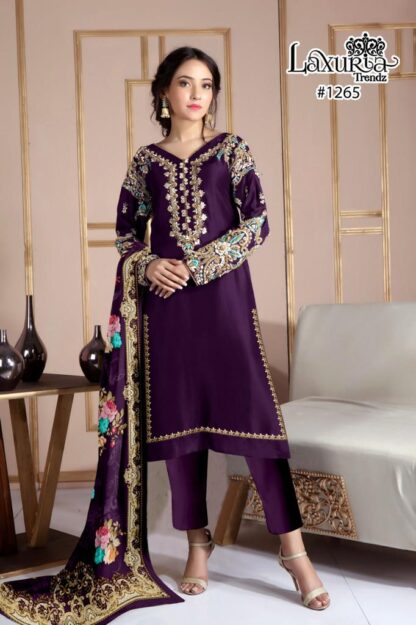 LAXURIA TRENDZ 1265 PURPLE DESIGNER PAKISTANI KURTI ONLINE