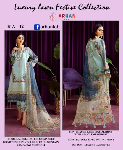 ARHAN FAB A 12 DIGITAL PRINT LAWN COLLECTION PAKISTANI SUITS WITH PRICE ARHAN FAB A 12 DIGITAL PRINT LAWN COLLECTION, PAKISTANI SUITS AT THE BEST PRICE, SALWAR KAMEEZ WHOLESALE, SALWAR SUITS IN SINGLE  ARHAN FAB, Pakistani Suits, Salwar Kameez, Single, Suits