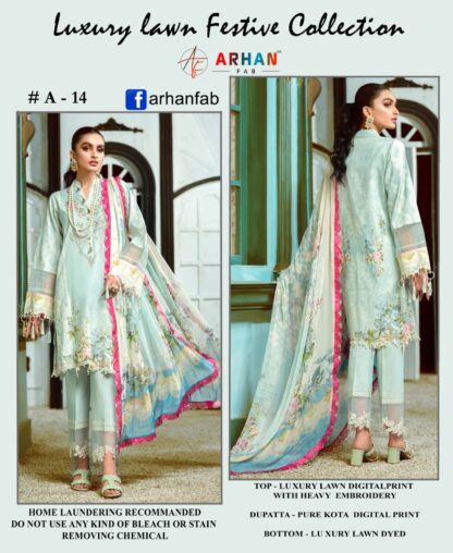 ARHAN FAB A 14 DIGITAL PRINT LAWN COLLECTION PAKISTANI SUITS FOR LADIES