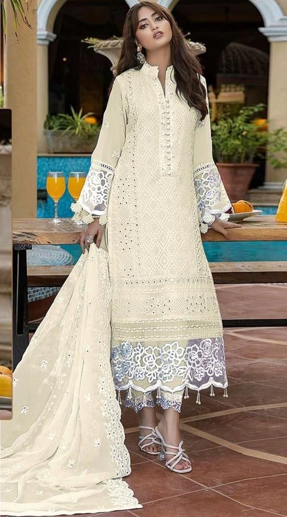 Grey Pakistani Suit in Embroidered Organza - SK153541