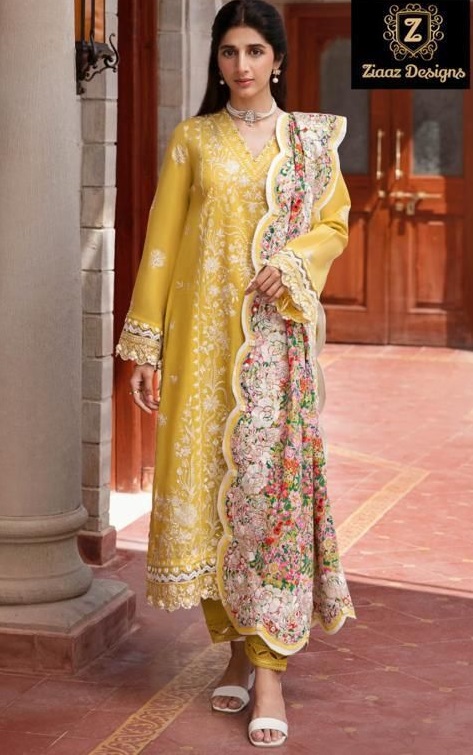 ZIAAZ DESIGNS 345 SEMI SITCHED DESIGNER PAKISTANI SUITS WITH PRICE