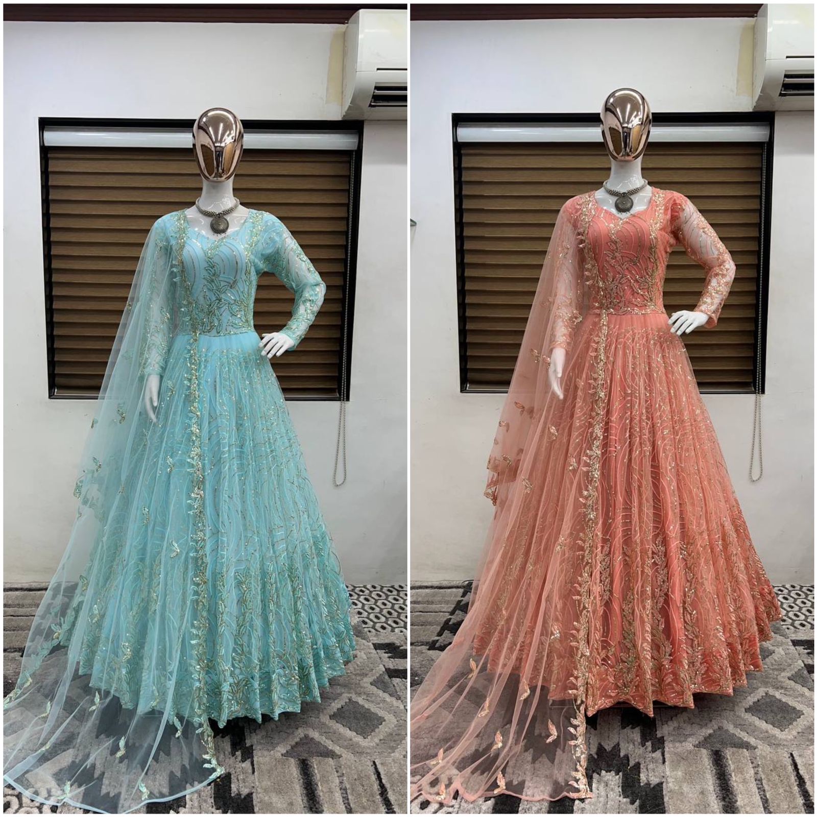 Blue Indo-Western Gowns For Women: Buy Latest Designs Online | Utsav Fashion