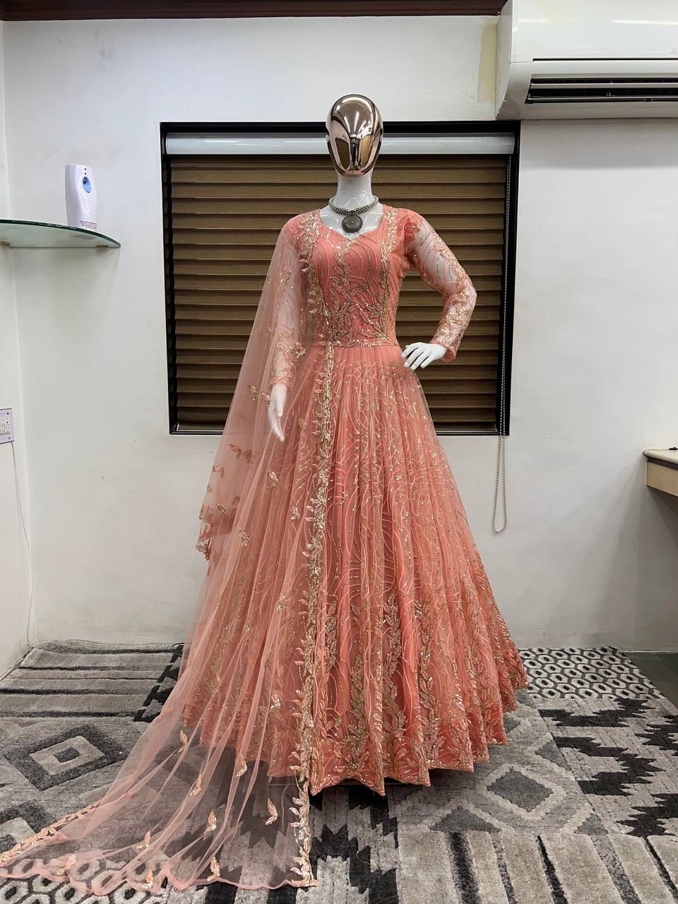 Net Self Design Ladies Indo Western Gown, Full Sleeve, 5 COLOURS at Rs  35000 in Bhopal