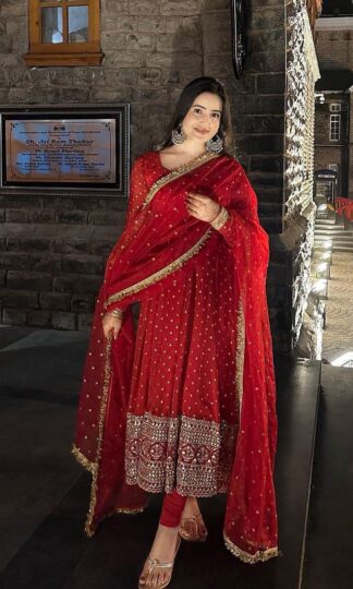 THE LIBAS RED KARWA CHAUTH SPECIAL GOWNTHE LIBAS RED KARWA CHAUTH SPECIAL GOWN