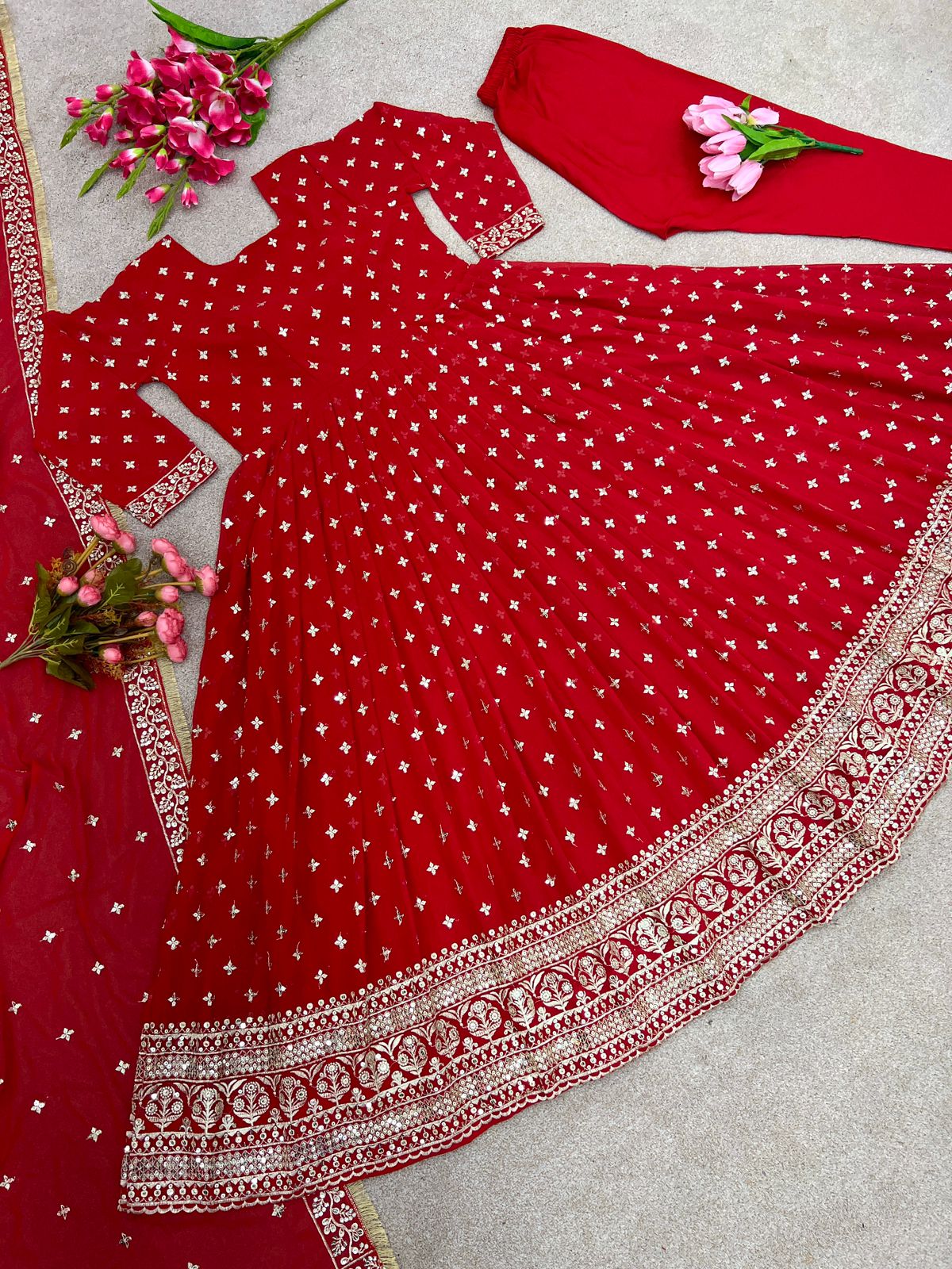 Designer Red Color Karwa Chauth Special Dress Online, 53% OFF