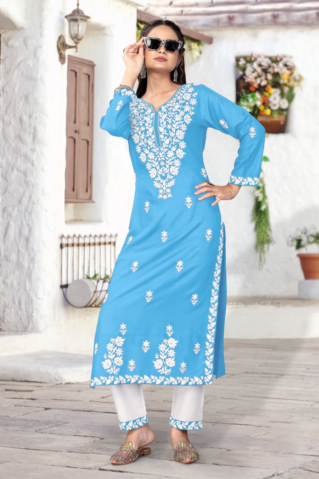 Buy Sage Green Net Anarkali Suit With Lakhnavi Work Online - LSTV04666 |  Andaaz Fashion