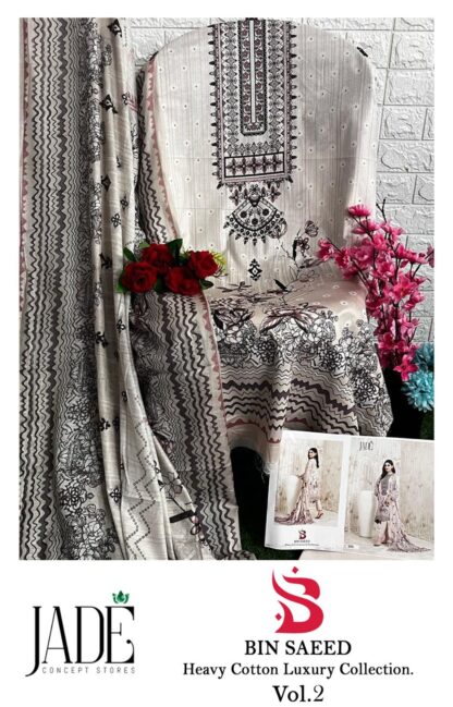 JADE BIN SAEED HEAVY COTTON LUXURY COLLECTION VOL 2 CATALOGUE SUITS DESING