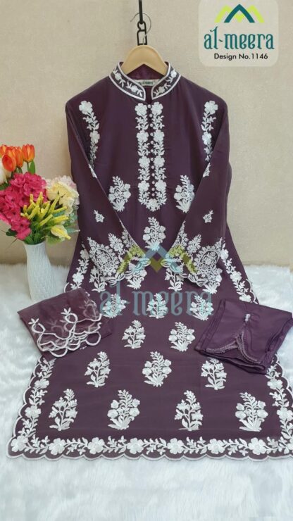 AL MEERA 1146 PURPLE DESIGNER KURTI WHOLESALE PRICE