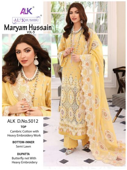 AL KHUSHBU ALK 5011 MARYAM HUSSAIN-VOL 3 PAKISTANI SUITS FOR WOMEN AL KHUSHBU ALK 5011 MARYAM HUSSAIN-VOL 3, PAKISTANI SUITS WHOLESALER FROM SURAT, SALWAR KAMEEZ WHOLESALE  AL KHUSHBU, Pakistani Suits, Salwar Kameez, Single, Suits