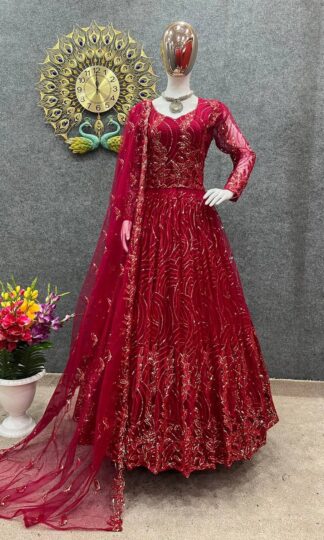 THE LIBAS NSR 713 RED INDIAN GOWN ONLINETHE LIBAS NSR 713 RED INDIAN GOWN ONLINE