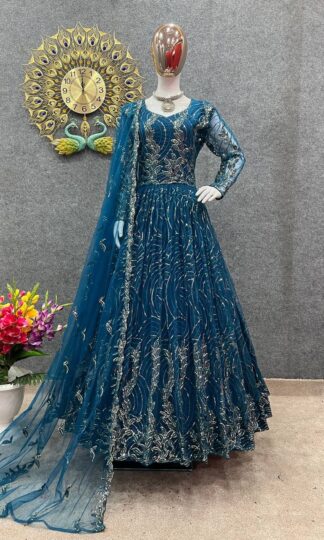 THE LIBAS NSR 713 LATEST DESIGNER BLUE GOWNTHE LIBAS NSR 713 LATEST DESIGNER BLUE GOWN