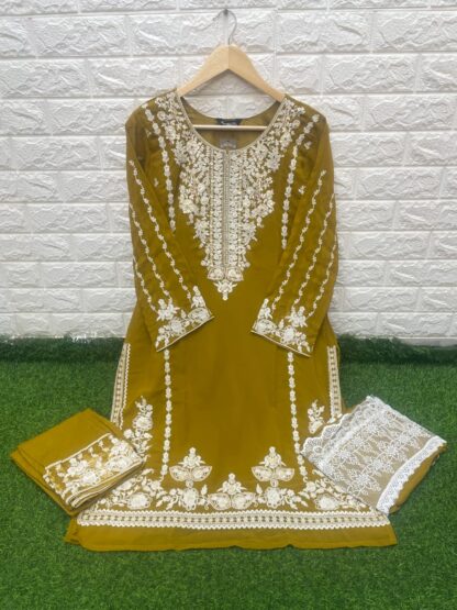 HALIMA HC 116 MAHENDI SINGLE PAKISTANI KURTI ONLINE