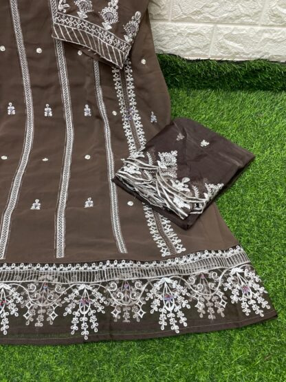 HALIMA HC 138 CHOCOLATE READYMADE SINGLE PAKISTANI KURTI ONLINE - Image 3