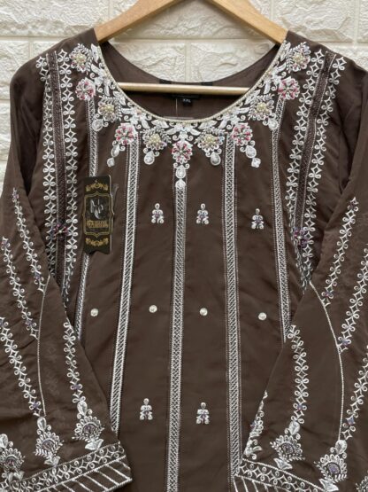 HALIMA HC 138 CHOCOLATE READYMADE SINGLE PAKISTANI KURTI ONLINE