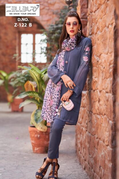 ZELLBURY Z 122 B GREY READYMADE SINGLE PAKISTANI KURTI ONLINE